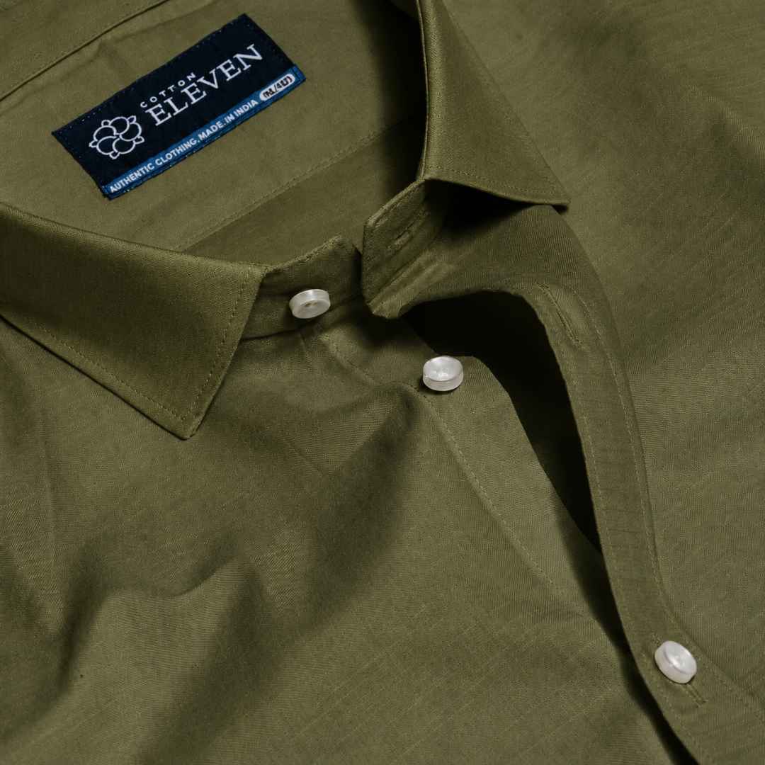 Calvin Linen Olive Green Colour Shirt For Men