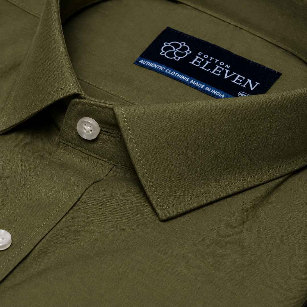 Calvin Linen Olive Green Colour Shirt For Men