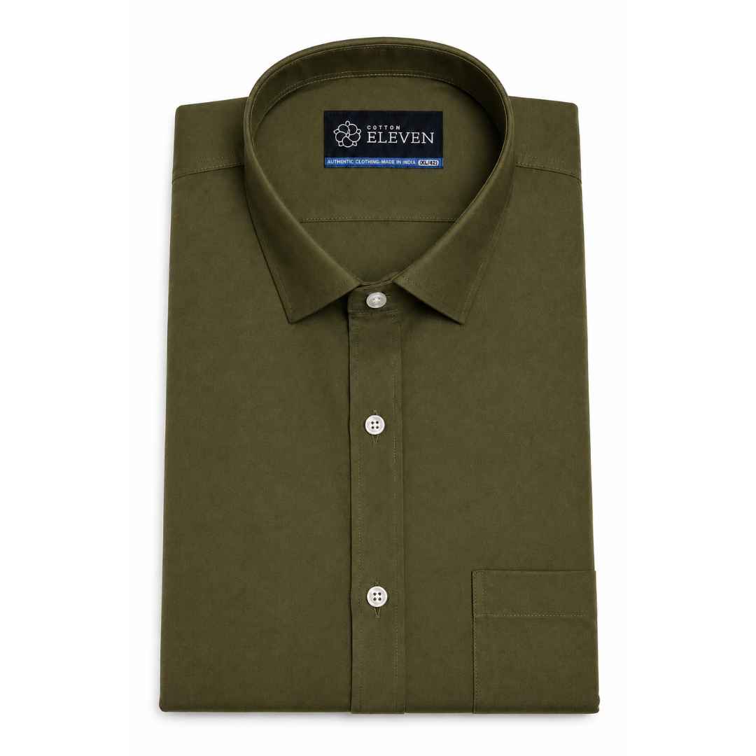 Calvin Linen Olive Green Colour Shirt For Men