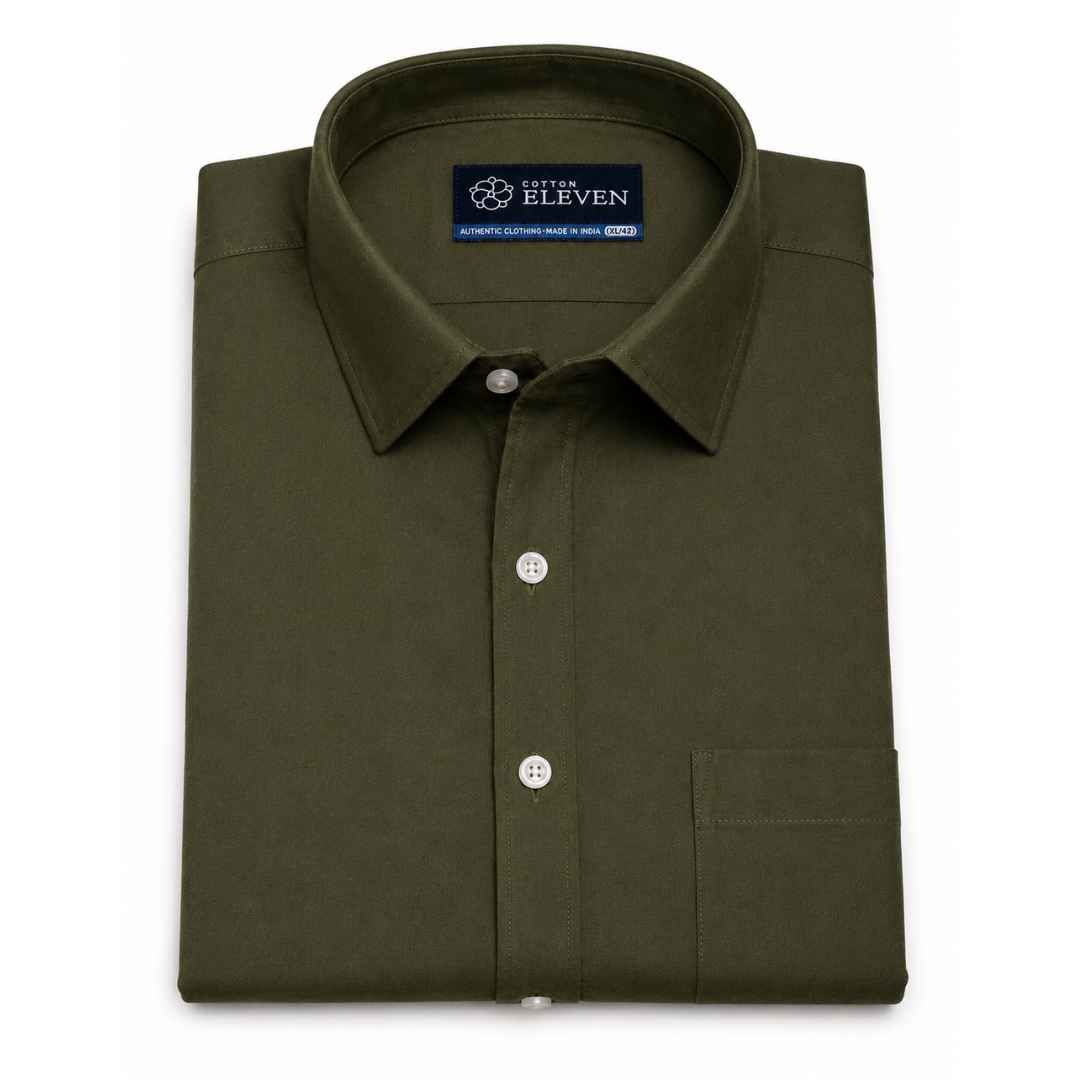 Calvin Linen Olive Green Colour Shirt For Men