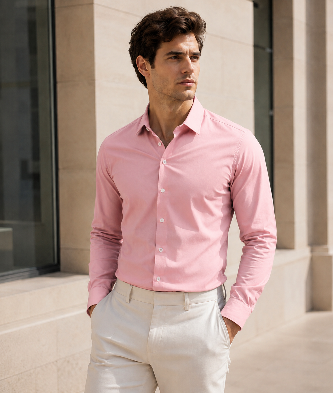 Calvin Linen Onion Pink Shirt For Men