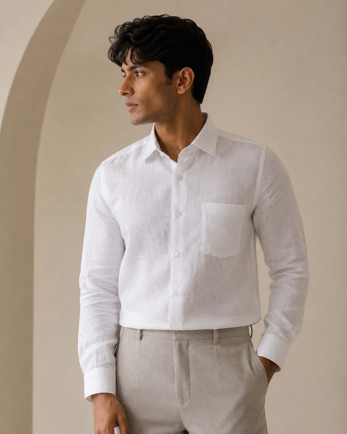 White Linen Shirt For Men